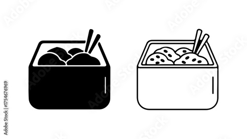 Bento box with chopsticks with transparent background
