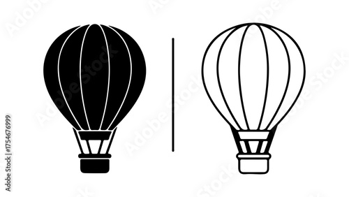 Hot air balloons outline with transparent background
