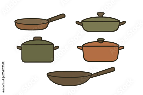 Essential kitchen cookware set featuring saucepans frying pans and cooking pots