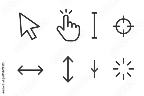 Essential user interface cursors and interaction icons for web and application development