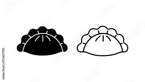 Pierogi dumplings outline and solid with transparent background
