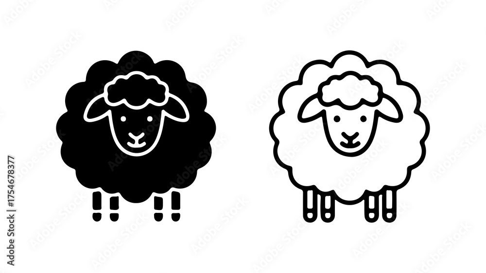 Obraz premium Sheep icon with transparent background
