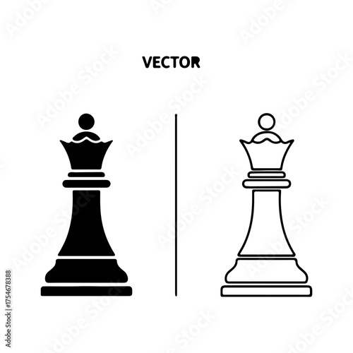 Chess queen icons with transparent background