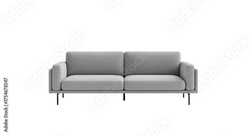 Modern gray sofa furniture isolated PNG with Transparent Background