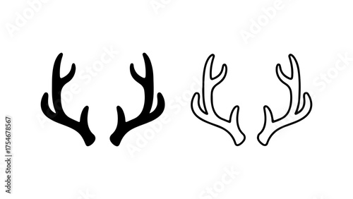 Deer antlers outline with transparent background