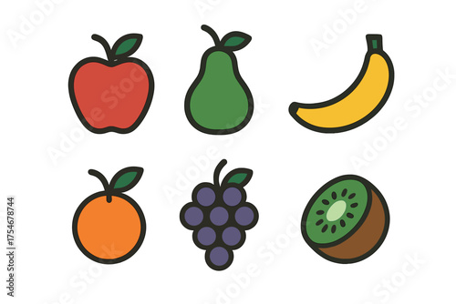Collection of fresh healthy fruits including apple pear banana orange grapes and kiwi