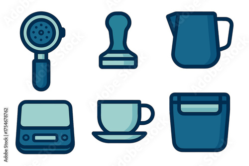 Professional barista tools and essential equipment used for coffee preparation and espresso brewing