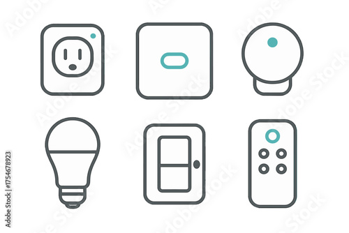Modern outline icons for smart home automation, security, and connected devices