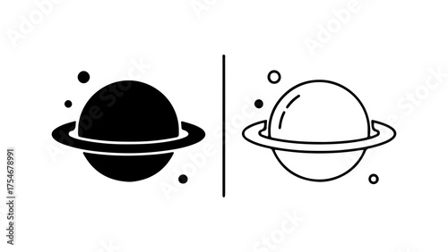 Planet saturn icon set with transparent background