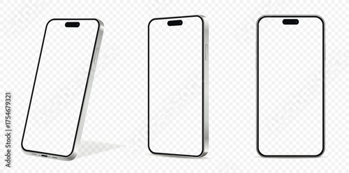 Realistic smartphone mockup isolated on transparency grid layer