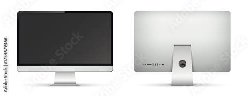 Modern computer display front and back