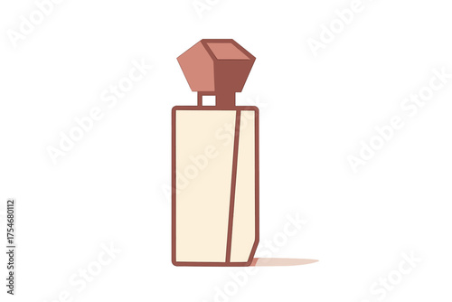 Stylized perfume bottle with geometric cap and subtle shading on white background