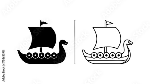Viking ship icon with transparent background