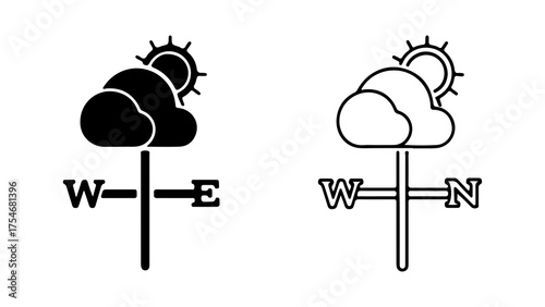 Weather vane with sun and cloud with transparent background