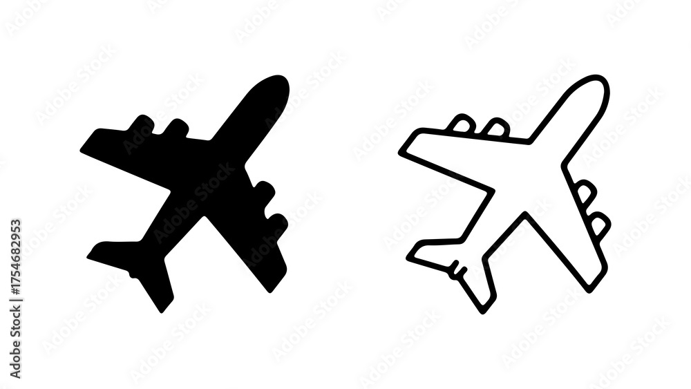 Obraz premium Airplane icon set with transparent background