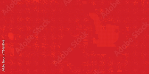 Abstract dots halftone red color pattern gradient texture with technology digital background. Pop art comics style.