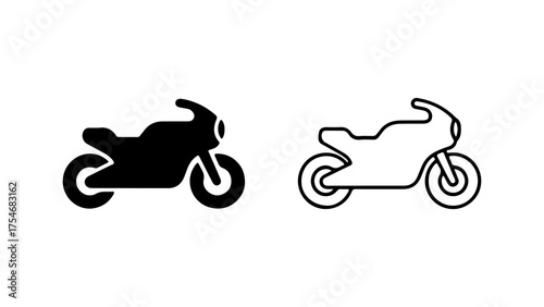 Motorcycle outline and silhouette with transparent background