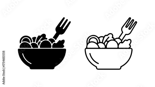 Salad bowl with fork with transparent background