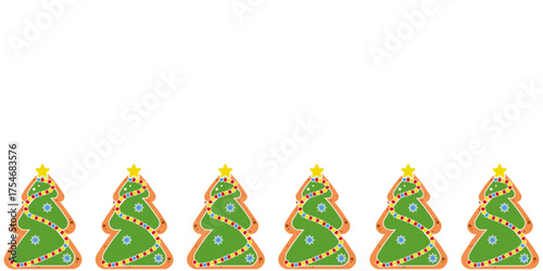 Christmas Frame. Vector illustration of gingerbread Christmas tree empty Frame layout. Joyful XMAS Frame for web and social media decor, EPS 10