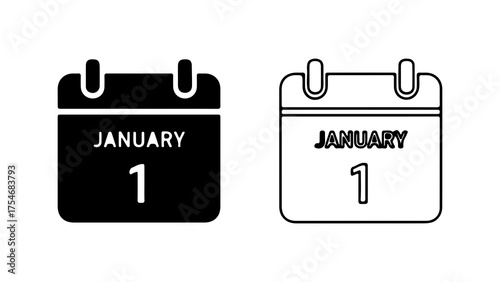 January first calendar with transparent background