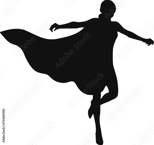 Design of flying heroine figure