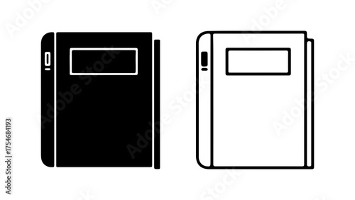 Notebook icons with outline and solid fill