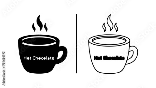 Hot chocolate cups with steam with transparent background