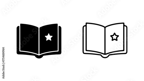 Open book icon with star with transparent background