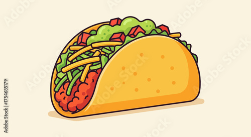 Delicious Hard Shell Taco with Savory Fillings and Toppings.