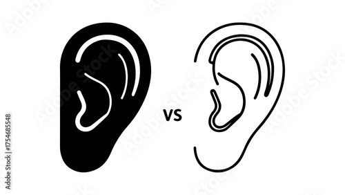 Ear icons comparison with transparent background