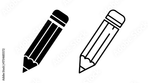 Pencils with outline and solid fill with transparent background