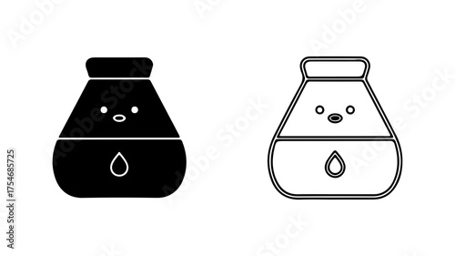 Soy sauce bottle outline and solid with transparent background