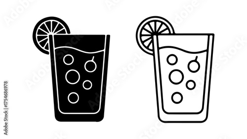 Refreshing drink with lemon and ice with transparent background