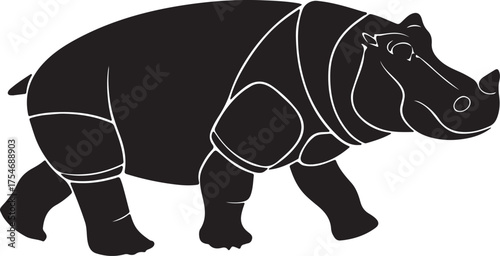 vector illustration of hippopotamus.