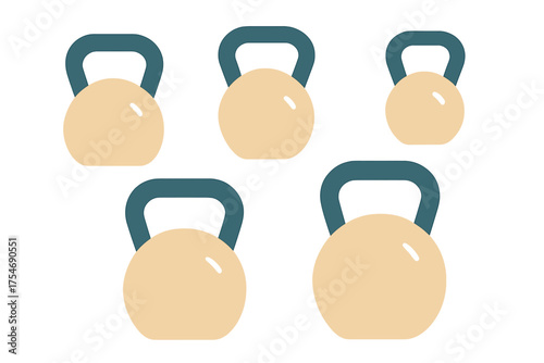 Abstract fitness equipment pattern with stylized kettlebell weights on a white background