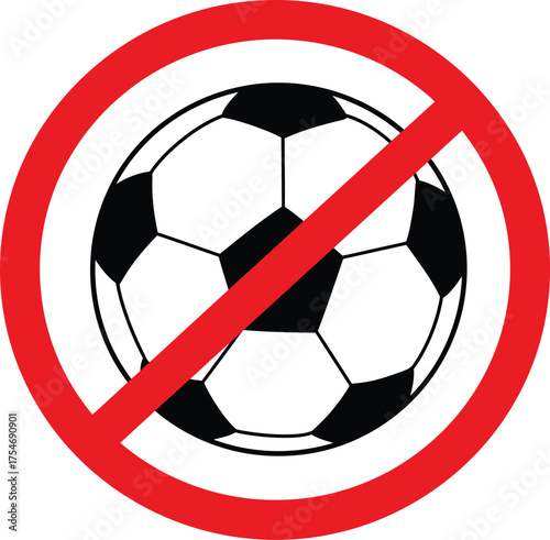 Prohibition sign vector illustration no football allowed scalable eps icon for general use