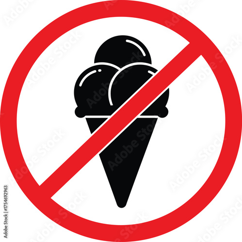 No ice cream vector icon prohibition symbol red circle slash scalable eps graphic