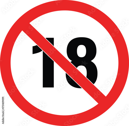 Scalable vector graphic prohibition sign not allowed under 18 icon