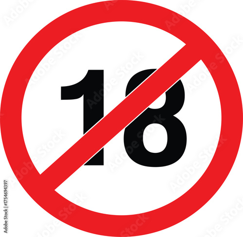 No under 18 prohibition sign vector eps icon scalable illustration for content restriction