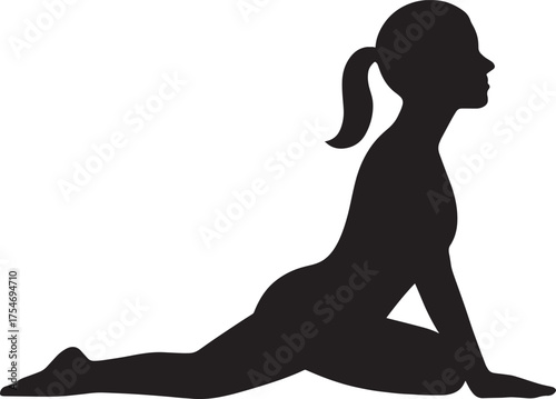 Pigeon Pose Yoga Silhouette | Solid Black Vector | Professional Yoga Posture Design
