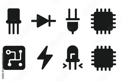 Semiconductor Icon Set. Electronics & Semiconductors. Filled icon set of Electronics & Semiconductors: