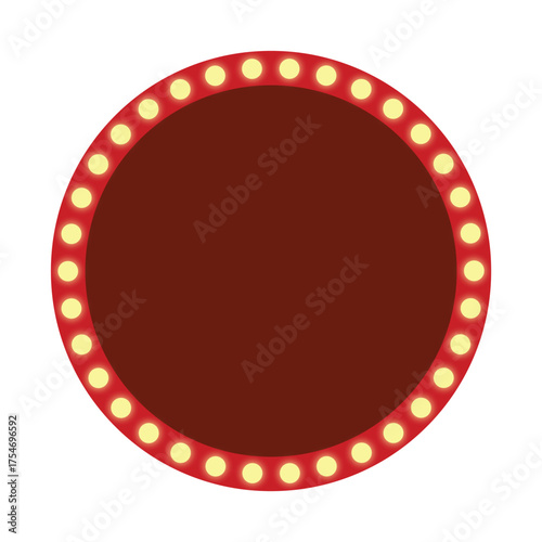 Round marquee sign, perfect for adding a touch of vintage charm and theatrical flair to your designs with its classic illuminated border