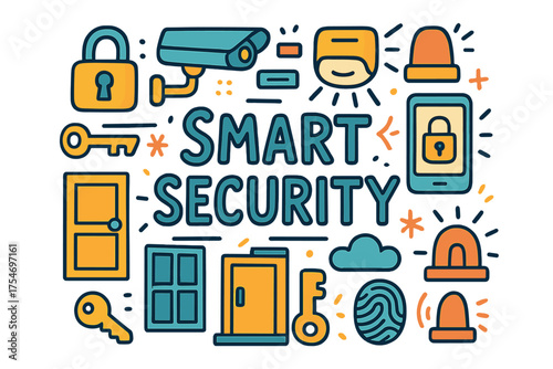 Smart Security Doodle. Smart Security. Hand-drawn doodle illustration of Smart Security. smart lock, security
