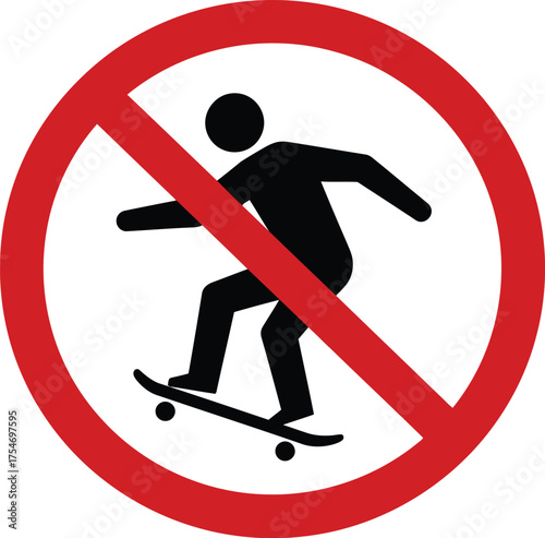 Vector graphic no skateboarding sign prohibition symbol illustration eps scalable icon