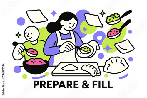 Floating Dumplings Galore. Making homemade dumplings from scratch with meat or vegetables. Abstract glowing