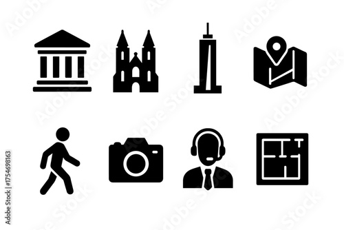Art & Architecture Icons. Art & Architecture Tours. Filled icon set of Art and Architecture Tours in Major