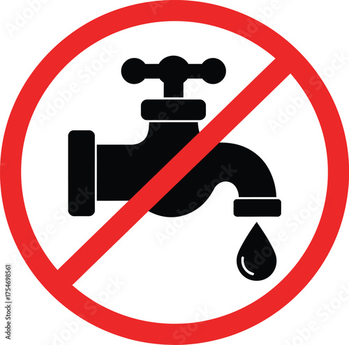 Scalable vector graphic prohibition sign no water flow icon for universal use