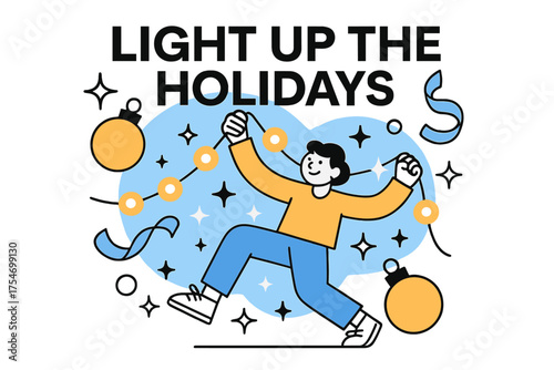 Holiday Crafting Magic. DIY craft ideas for holiday decorations. Character stringing glowing fairy lights with