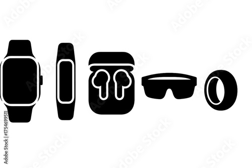 Modern digital wearable technology accessories for mobile applications and web design