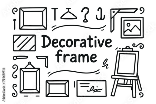 Doodle Decorative Frame. Decorative frame. Hand-drawn doodle illustration of Decorative frame. Picture frame,